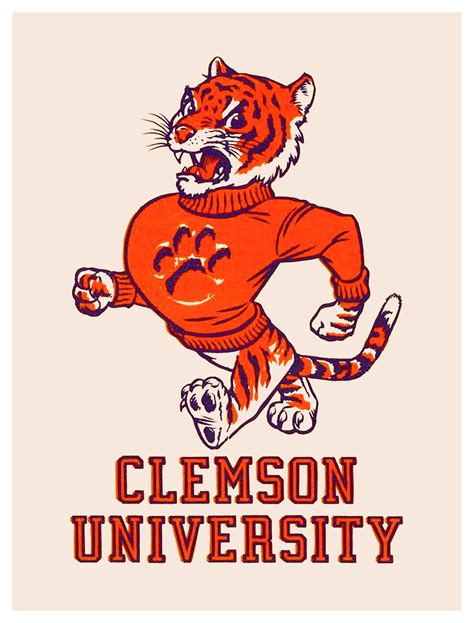 Vintage Clemson Tigers. | Mascot design, Clemson art, College logo