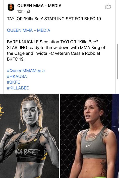 Taylor Starling to fight Cassie Robb at BKFC 19 : r/BareKnuckleFC