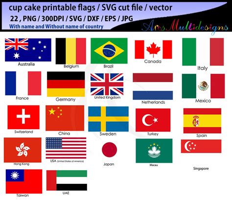 All Countries Flag / American Country Flags / Cake Topper / Svg, Eps, Dxf / Vector Flags ...