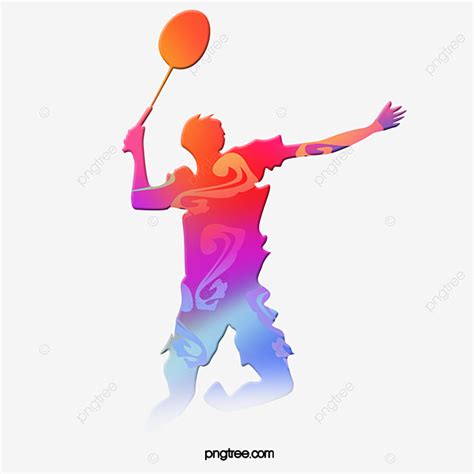 Badminton Player Clipart Hd PNG, Cool Color Badminton Players, Color ...