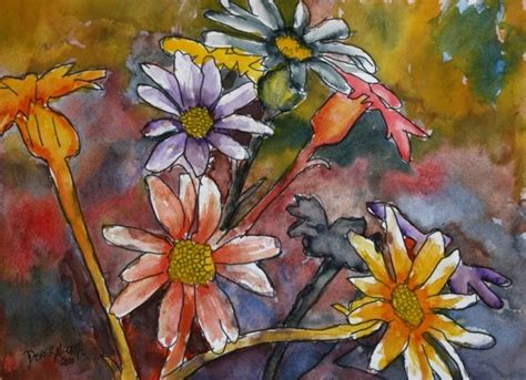 Watercolor Paintings - Art by Derek McCrea: abstract flower paintings