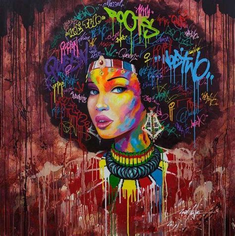 African American Black Art Pop Culture Women Painting Wall | Graffiti wall art, Street art ...