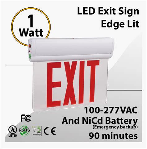 Led Exit Sign Edge Lit With Battery Backup 1 Watt 90 - Exit Sign, HD ...