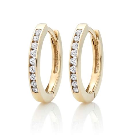 Beaverbrooks 9ct Gold Diamond Hoop Earrings | Gold diamond hoop ...