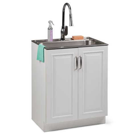 Simpli Home Darwin 28 inch Laundry Cabinet with Pull-out Faucet and ...