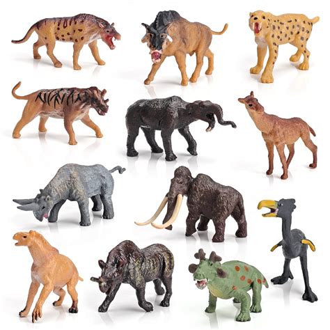 Buy BRETOYIN Mini Prehistoric Mammals Animals Toys Set 12PCS Animal Figures Wildlife Figurines ...