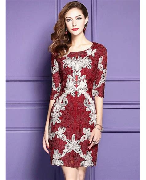 Embroidered Pattern Cocktail Dresses For Women Over 40,50 With High-end Embroidery #ZL8075 ...