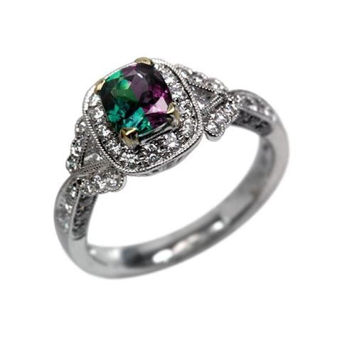 0.84 Carat Cushion Cut Natural Alexandrite Ring - Alaska Jewelry