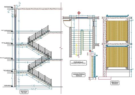 Stair Structure Detail Elevation Plan And Sectional Layout Dwg File | Images and Photos finder