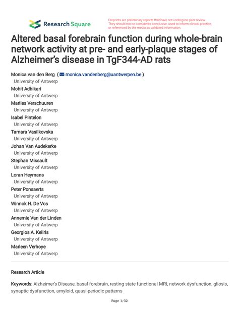 (PDF) Altered basal forebrain function during whole-brain network activity at pre- and early ...