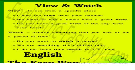 See - View - Watch - What is the difference? - Commonly Confused Words