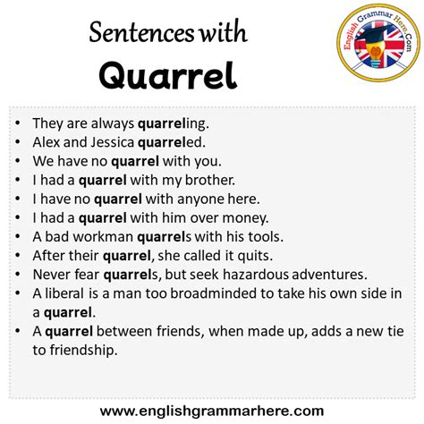 Sentences with Quarrel, Quarrel in a Sentence in English, Sentences For Quarrel - English ...