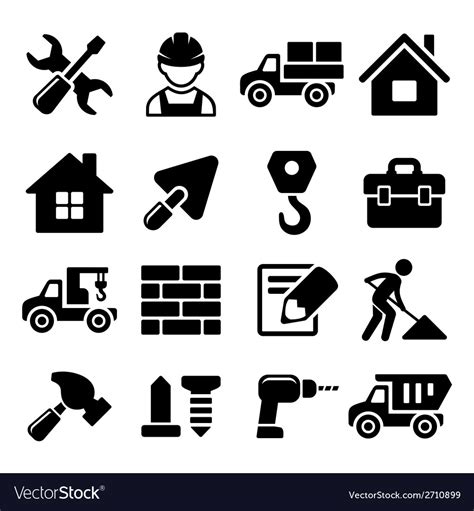 Construction icons set on white background Vector Image