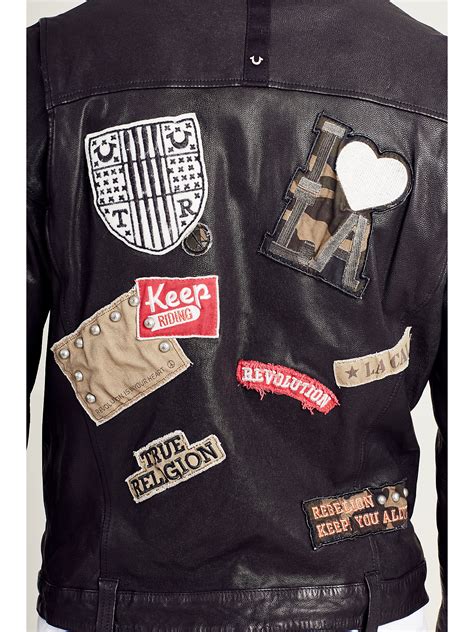 MENS PATCHED LEATHER BIKER JACKET - True Religion