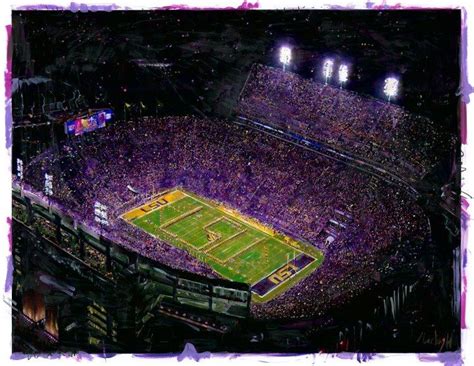 College Football Stadium At Night