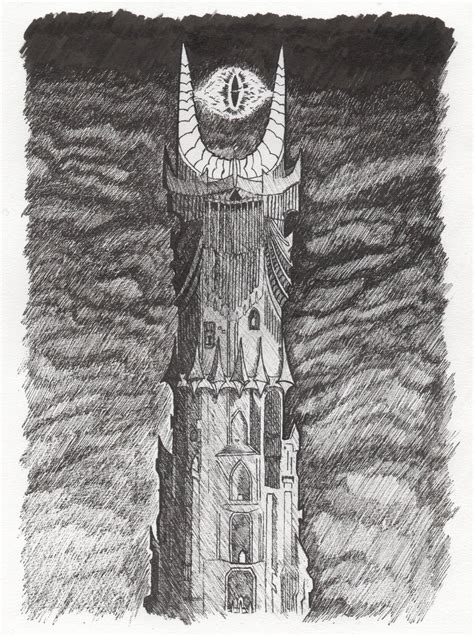 Eye Of Sauron Tower Black And White