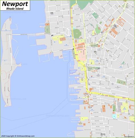 Newport (Rhode Island) Downtown Map - Ontheworldmap.com