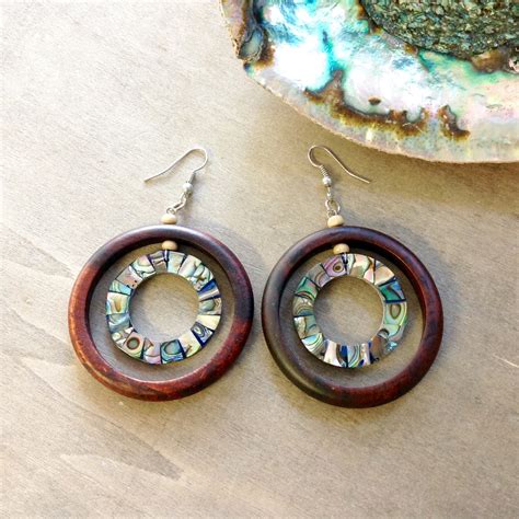 Mosaic Abalone Wood Jewelry Earrings and Necklace – Sea Things Ventura