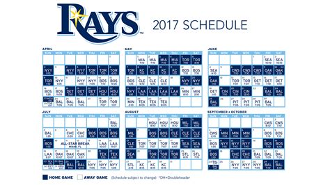 Tampa Bay Rays Home Schedule 2024