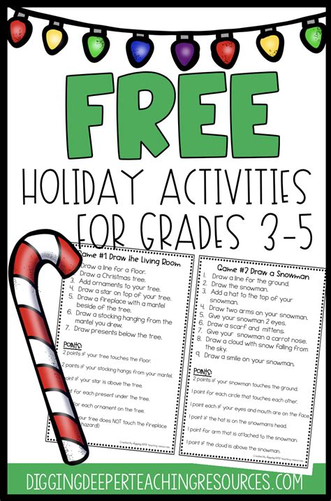 FREE Holiday Activities for Students in grades 3-5