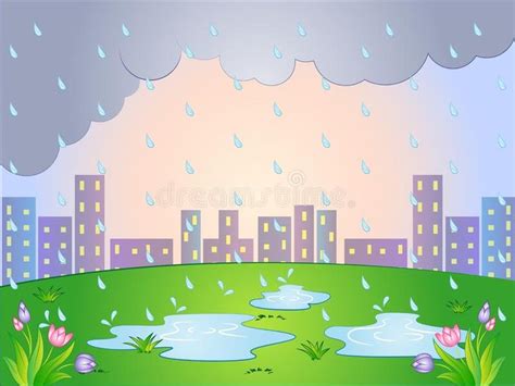 Vector Cartoon illustration of a Rainy Day royalty free illustration | Cartoon illustration ...