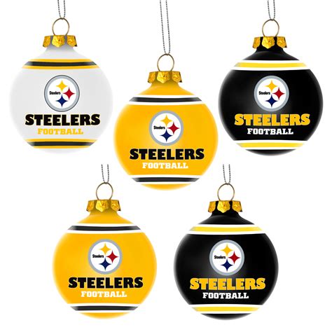 Forever Collectibles Pittsburgh Steelers 5 Pack Shatterproof Ball Ornaments