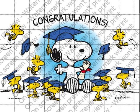 Peanuts Snoopy Graduation Licensed Edible Cake Topper #6379