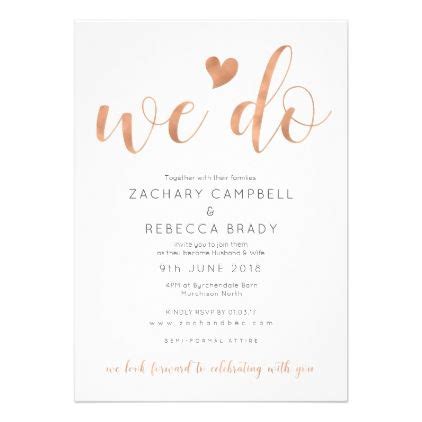 Rose Gold We Do Wedding Invitation Blush | Zazzle | Rose gold wedding invitations, Blush wedding ...