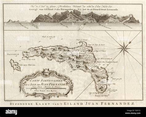 Isla Robinson Crusoe island, Juan Fernandez, Chile. BELLIN/SCHLEY 1757 ...