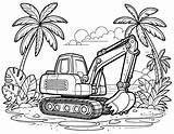 Digger Coloring Excavator Pages Drawing Picture Mini Backhoe Colouring  sketch template