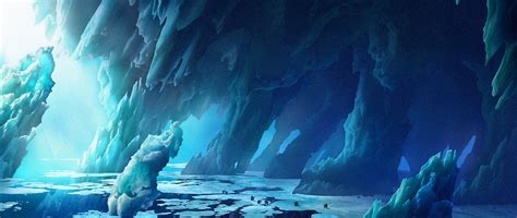 Ice glaciers digital painting, concept art, landscape, animated movies, How to Train Your Dragon ...