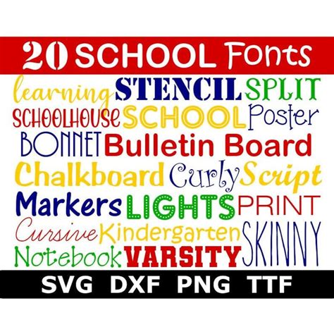 20 School Fonts Bundle, 20 School Fonts, Sports Font, Teacher Font ...