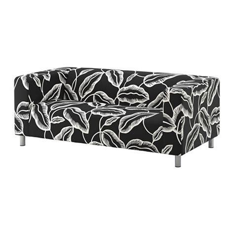 IKEA Klippan SLIPCOVER Loveseat Sofa Cover AVSIKTLIG Black White Leaf ...