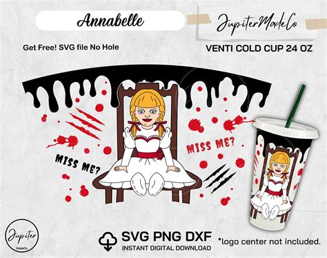 Annabelle Doll Svg Horror Movie Svg Wrap Cold Cup Svg Png Dxf - Etsy UK