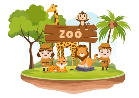 Zoo Cartoon Illustration With Safari Animals Elephant, Elephant Clipart ...