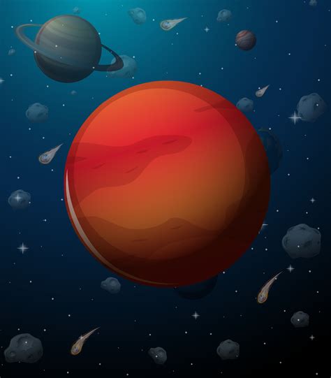 Mars planet on space background 5056959 Vector Art at Vecteezy