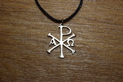 Chi Rho and Constantine cross Alpha and omega Christian