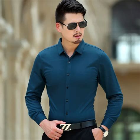 2016 Men's Dress Shirt with French Cuff Tailored Slim Fit Wrinkle Free ...