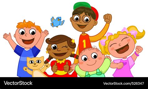 Five happy kids smiling Royalty Free Vector Image