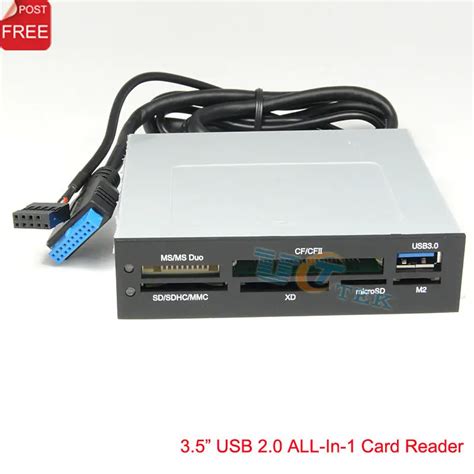 3.5" USB 2.0 All in 1 Internal Flash Memory Card Reader SD XD TF CF MS M2 PC Floppy Bay Front ...