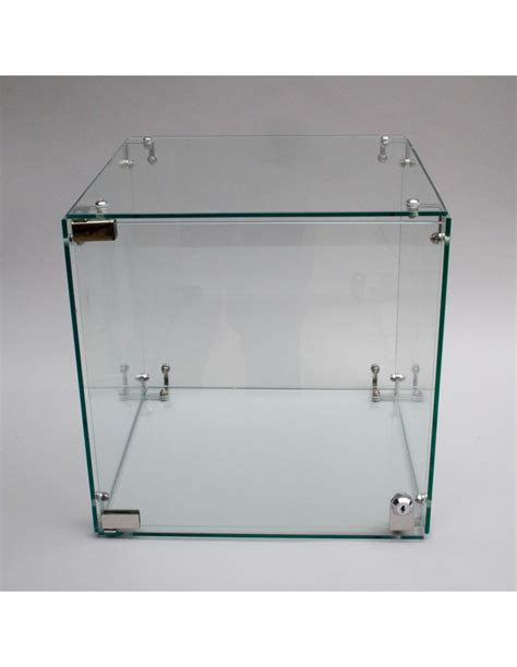 Clear Glass Display Case Showcase Box With Natural Wood ...