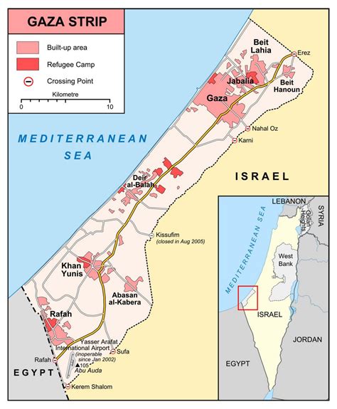 Detallado mapa de Franja de Gaza con carreteras y ciudades | Franja de ...