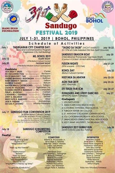 Sandugo Festival 2019 Schedule of Activities