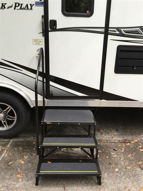 Econo Porch Trailer Step with Handrail and Landing - Double - 7" Drop/Rise, 20-1/2" Tall ...