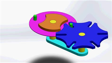 solidworks two-pin Geneva wheel mechanism animation - YouTube