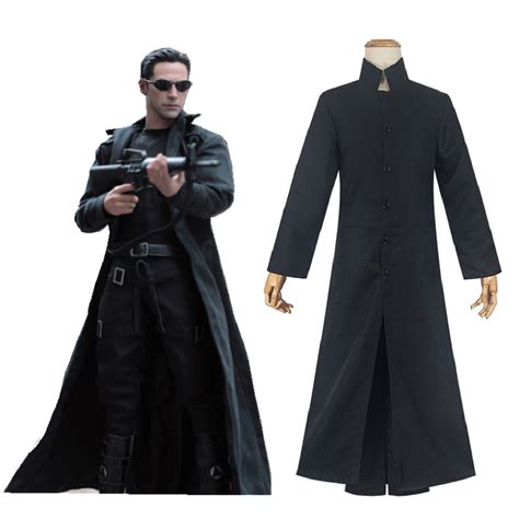 Movie The Matrix Neo Black Uniform Outfits Cosplay Costume Halloween C ...