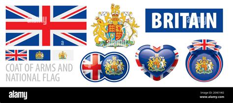 Vector coat of Arms and national flag of Britain Stock Vector Image ...