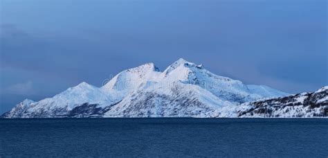 Beautiful Picture of Mountain Covered with Snow and Norway Fjord, Winter Landscape , Tromso ...