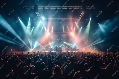 Premium AI Image | A crowd at a concert with a stage lit up with lights