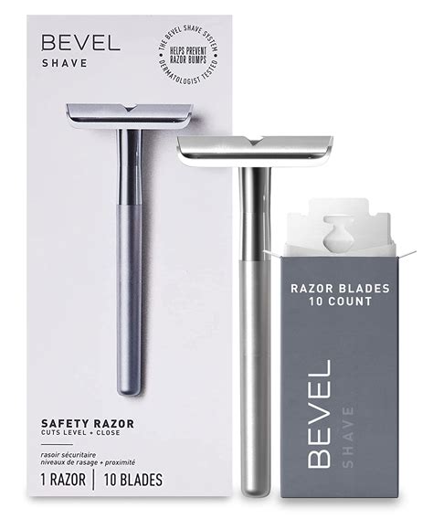 Buy Bevel Safety Razor with Brass Weighted Handle and 10 Double Edge ...